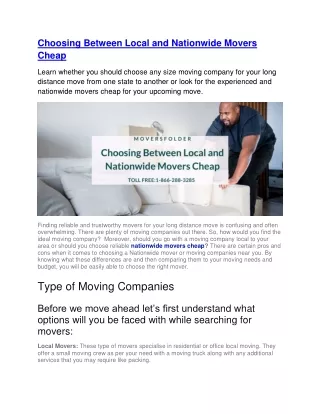 choosing between local and nationwide movers cheap
