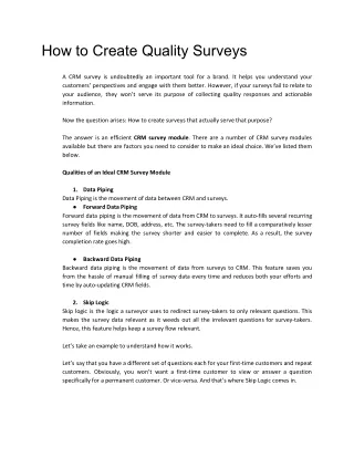 how to create quality surveys