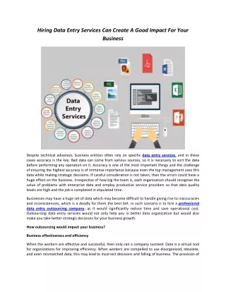 hiring data entry services can create a good