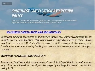 SOUTHWEST CANCELLATION AND REFUND POLICY