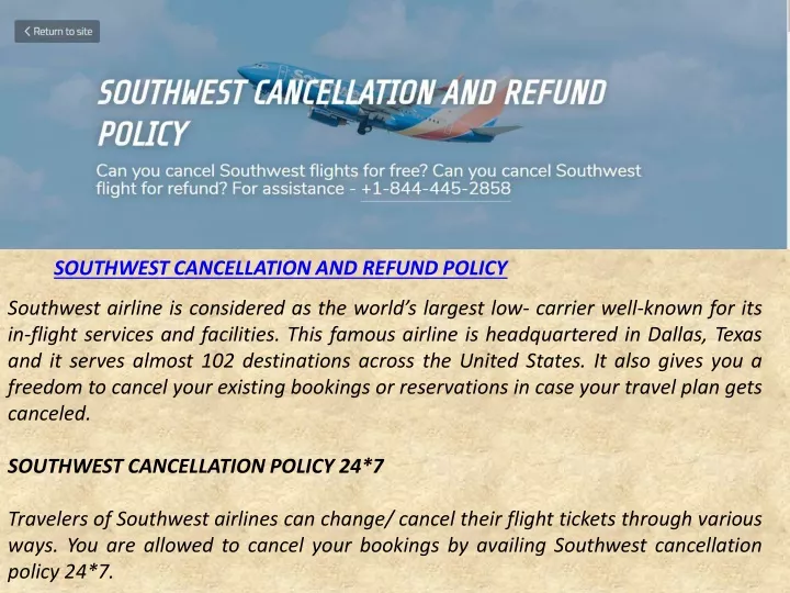 southwest cancellation and refund policy