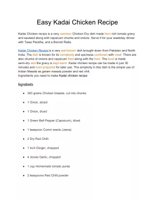 easy kadai chicken recipe