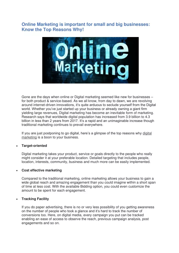 online marketing is important for small