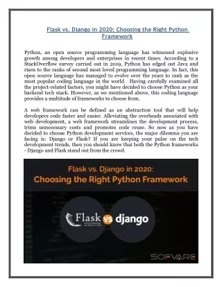 Flask vs. Django in 2020: Choosing the Right Python Framework