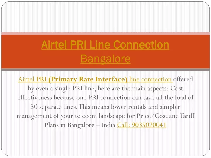 airtel pri line connection bangalore