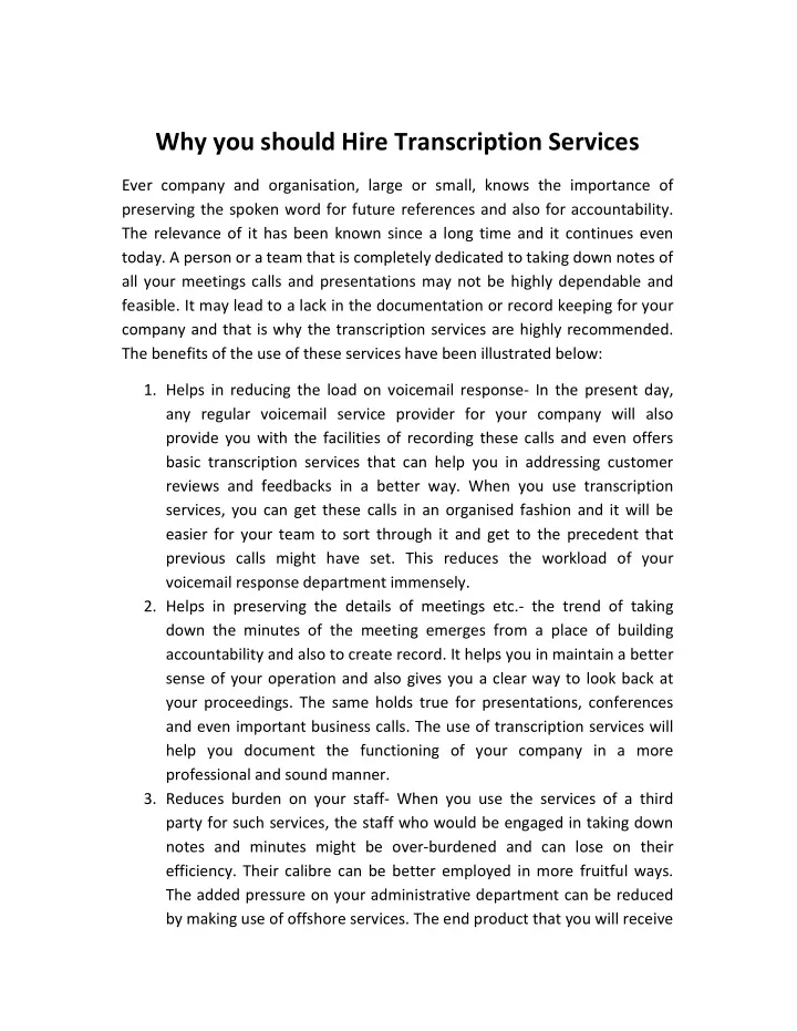why you should hire transcription services
