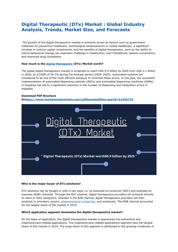 digital therapeutic dtx market global industry