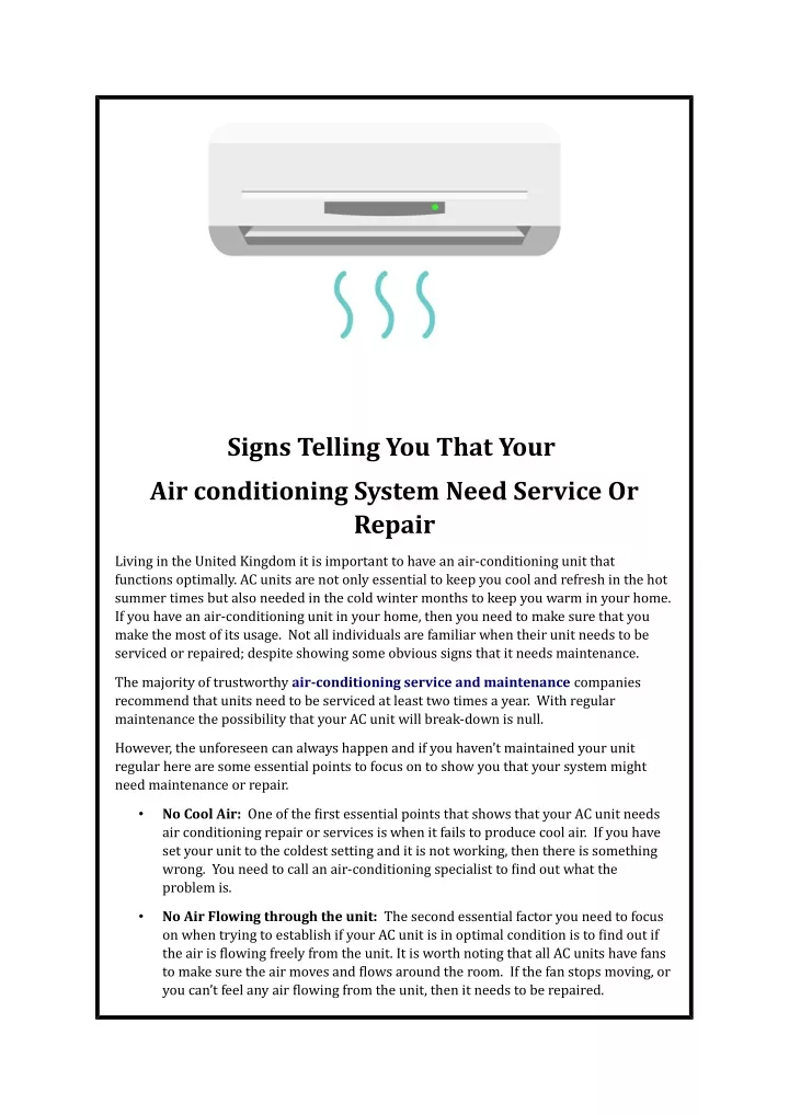 signs telling you that your air conditioning