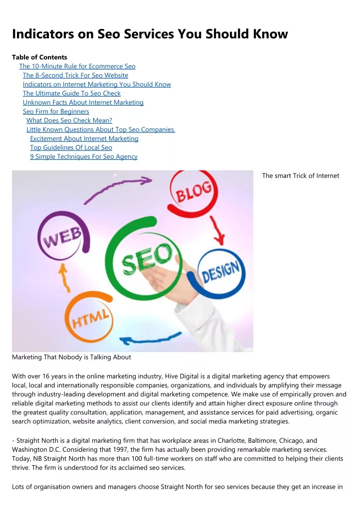 indicators on seo services you should know