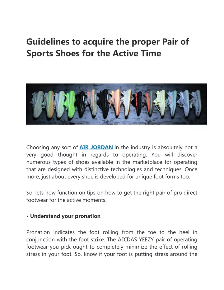 guidelines to acquire the proper pair of sports