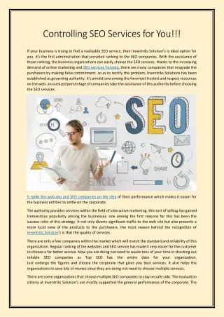 Controlling SEO Services for You!!!