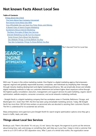 not known facts about local seo