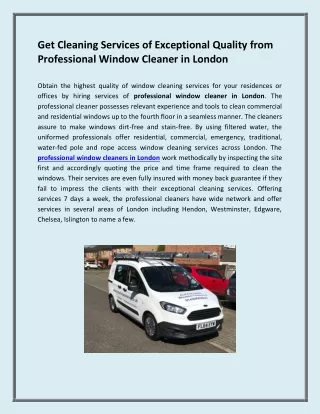 get cleaning services of exceptional quality from