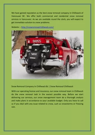 Ice Control Services In Chilliwack Bc | Snow Removal Chilliwack