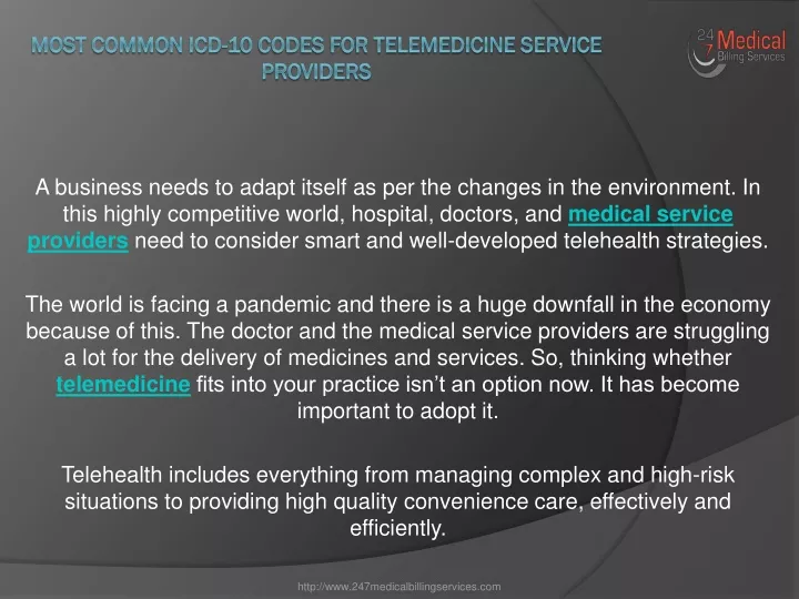 most common icd 10 codes for telemedicine service providers