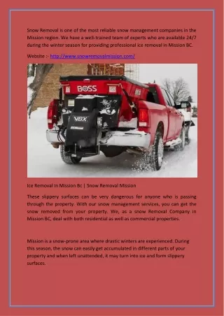 Ice Removal Service In Mission Bc | Snow Removal Mission