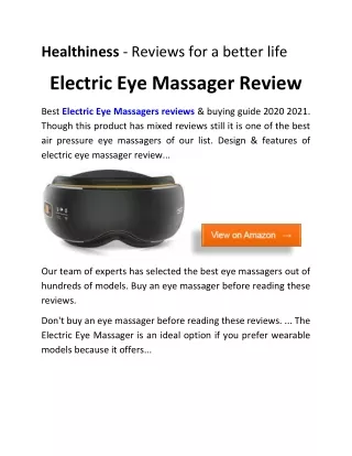 Electric Eye Massager Review