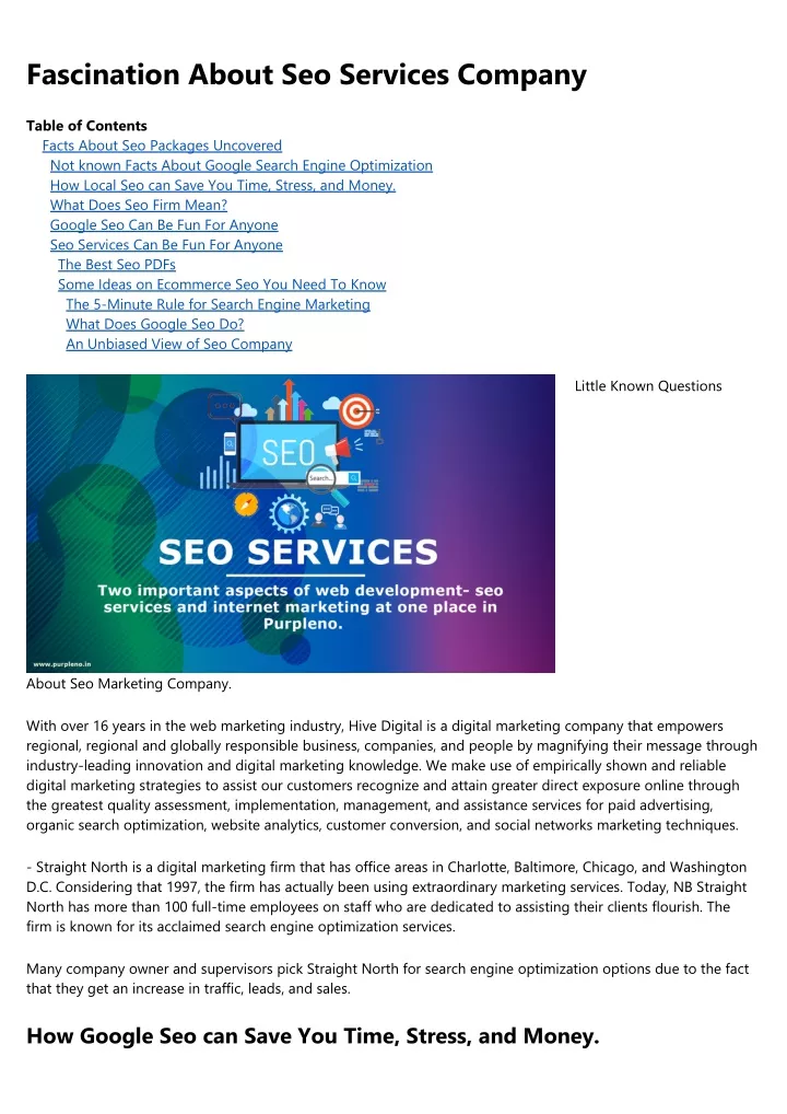 fascination about seo services company