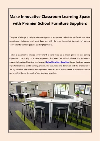 Make Innovative Classroom Learning Space with Premier School Furniture Suppliers