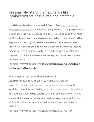 Reasons why starting an exchange like localbitcoins are hassle-free and profitable