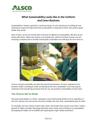 What Sustainability Looks like in the Uniform and Linen Business