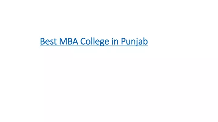 best mba college in punjab