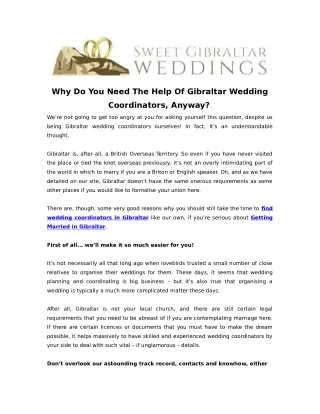 why do you need the help of gibraltar wedding