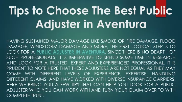 tips to choose the best public adjuster in aventura
