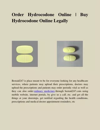 Order Hydrocodone Online | Buy Hydrocodone Online Legally