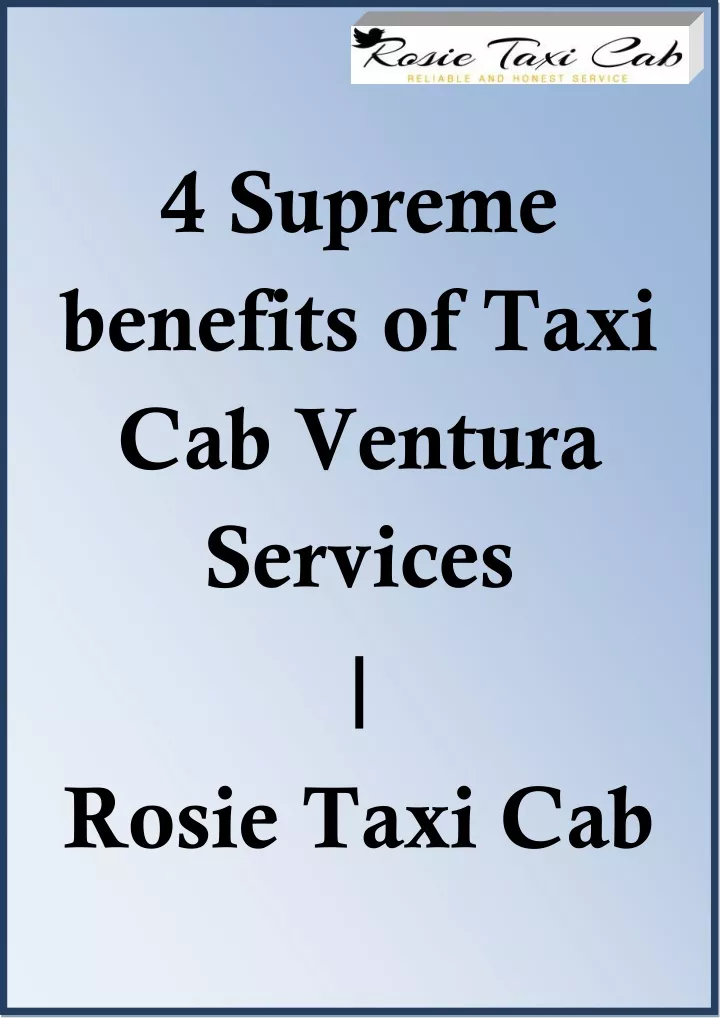 4 supreme benefits of taxi cab ventura services