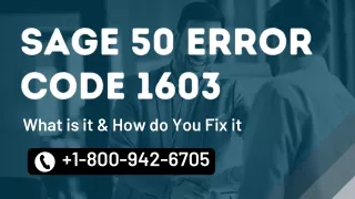 Sage 50 Error Code 1603 Support: 1800-942-6705 Get Help