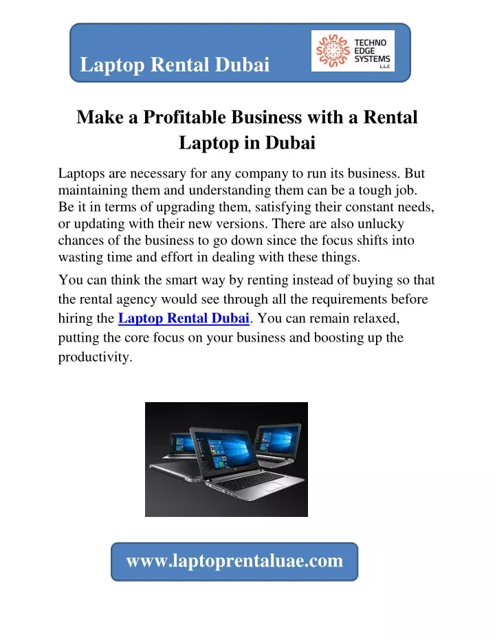 laptop rental dubai