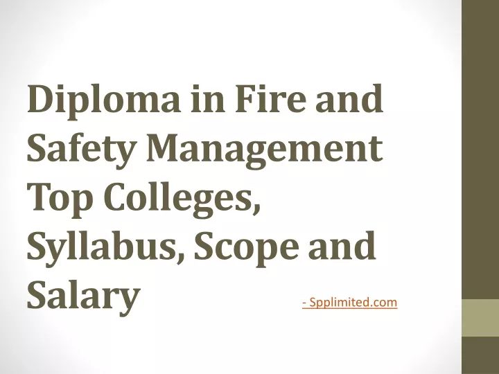 diploma in fire and safety management top colleges syllabus scope and salary