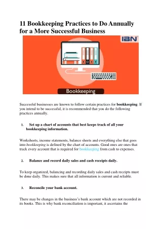 11 bookkeeping practices to do annually