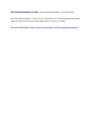 hire golang developers in india senior golang