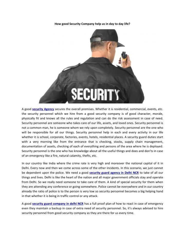 how good security company help