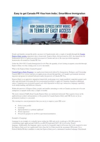 easy to get canada pr visa from india smartmove