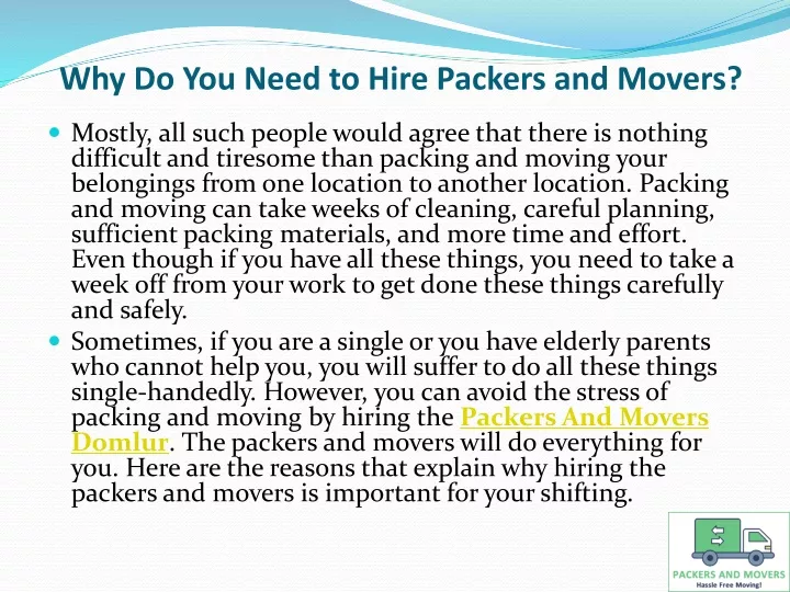 why do you need to hire packers and movers