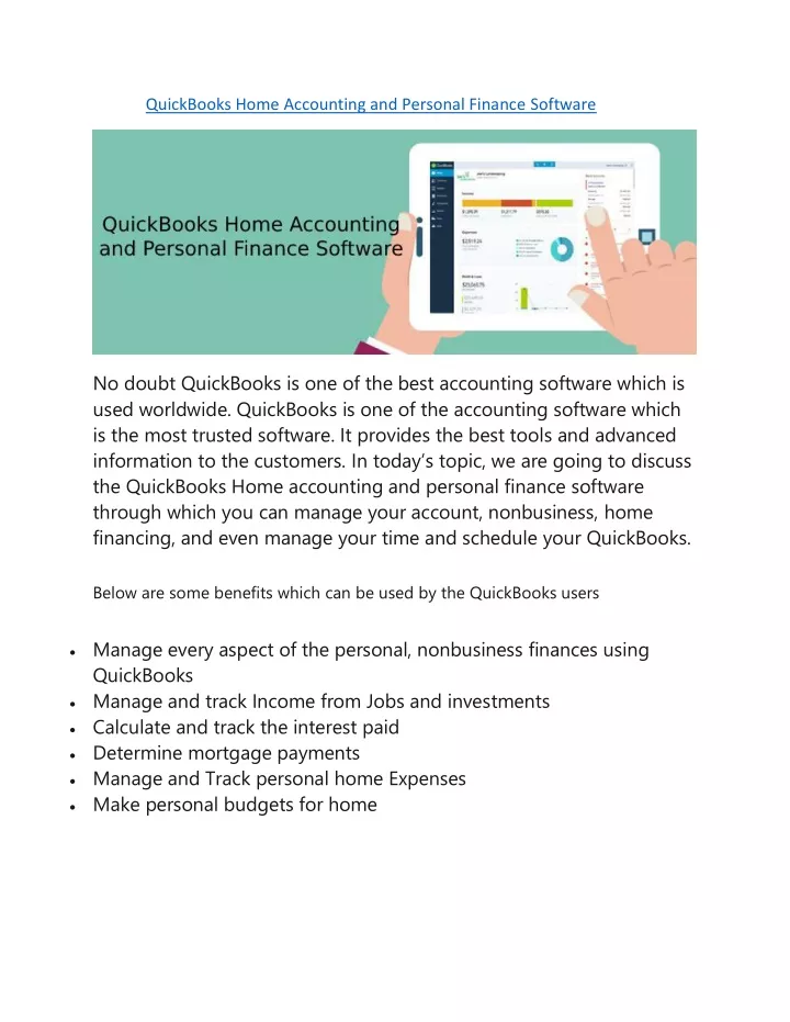 quickbooks home accounting and personal finance