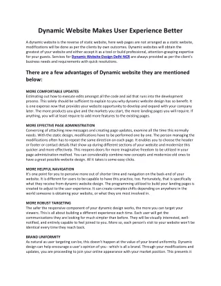 dynamic website makes user experience better