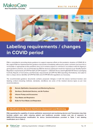 Labelling requirements/changes in COVID period