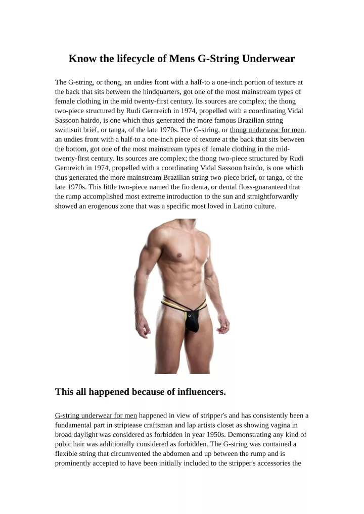know the lifecycle of mens g string underwear