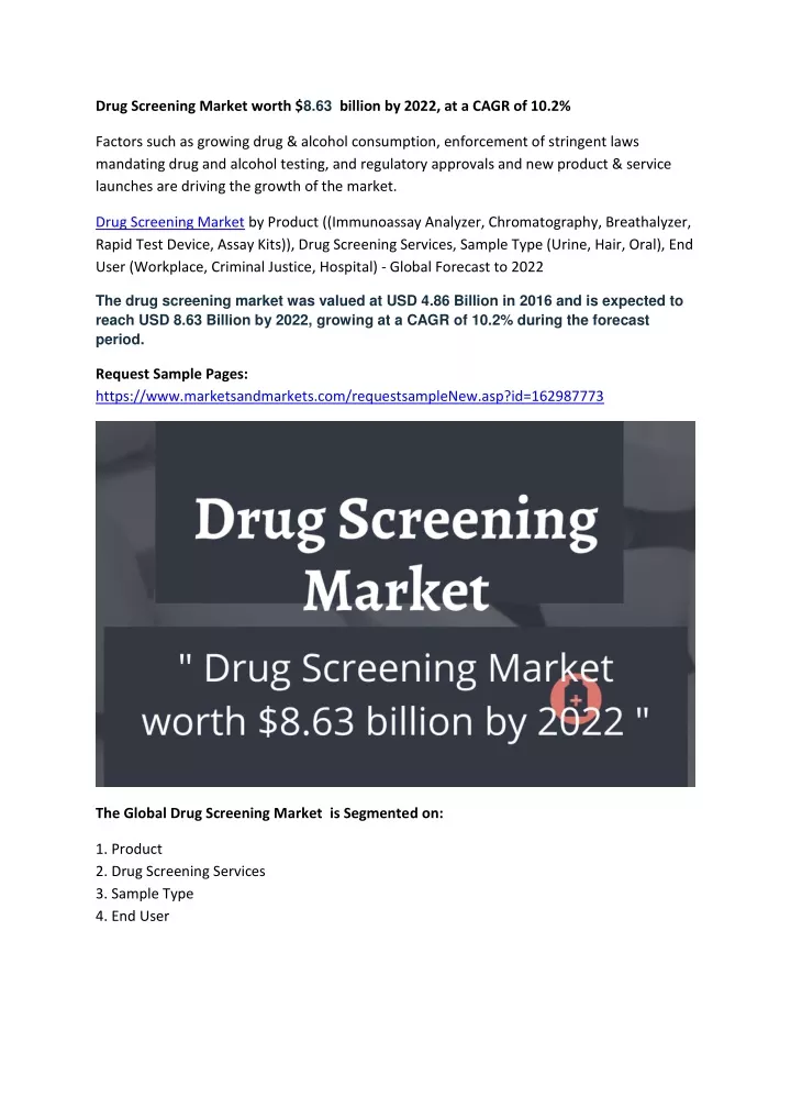 drug screening market worth 8 63 billion by 2022