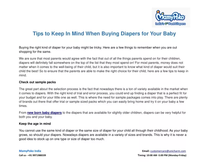 tips to keep in mind when buying diapers for your