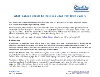 what features should be there in a good pant