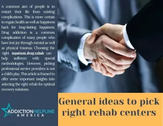 General Ideas To Pick Right Rehab Centers