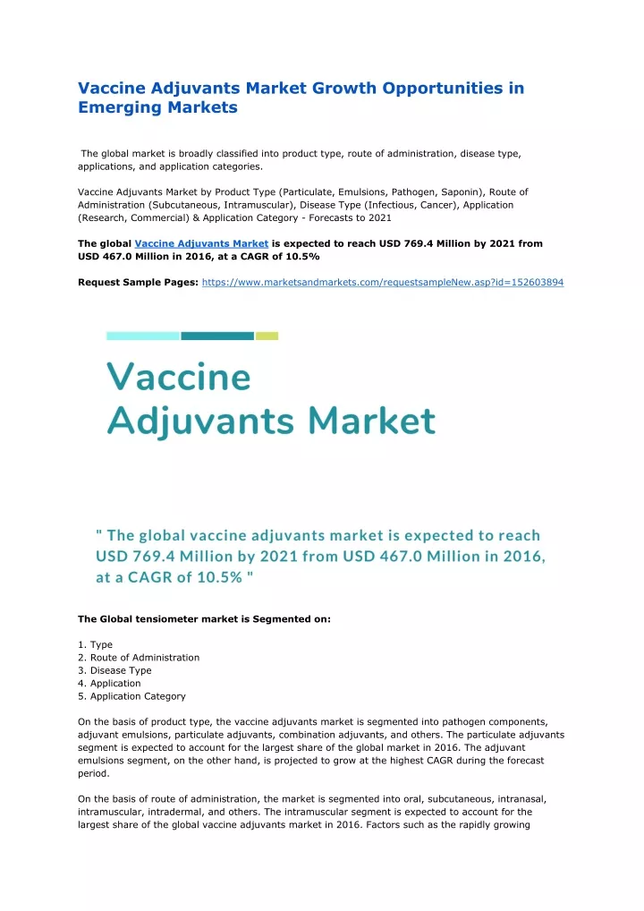 vaccine adjuvants market growth opportunities