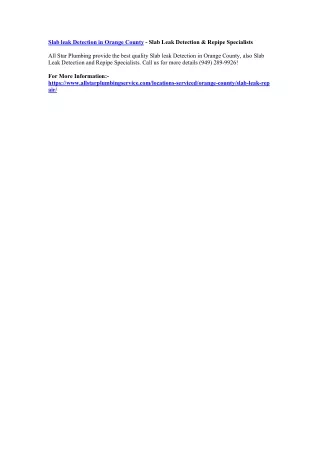 slab leak detection in orange county slab leak