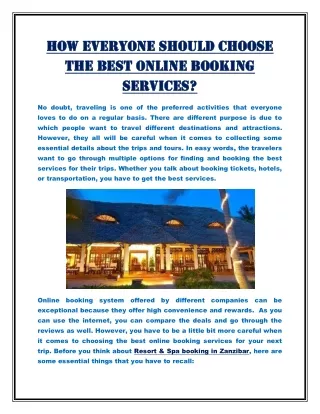 How everyone should choose the best online booking services?