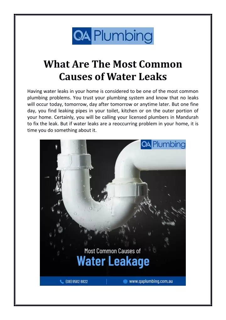 what are the most common causes of water leaks